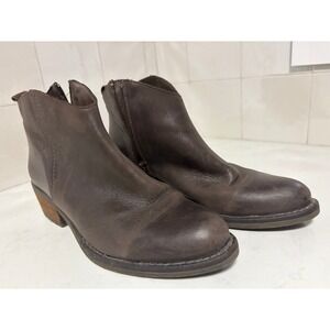 Marroqui Sanchez Brown Leather Ankle Boots Spain Size 7.5 Wood Block Heel